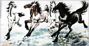 シュ・ベイホン・ジュ・ペオン Painting - Xu Beihong 走る馬 1 古い中国の墨